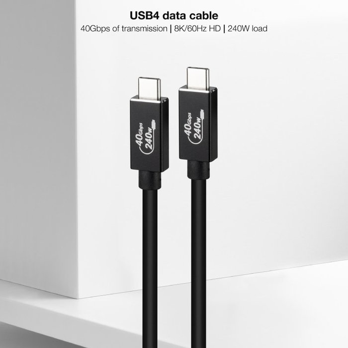Nanocable Cable USB 4 Gen 3x2 USB-C a USB-C 40Gbps 240W 1.8m Negro